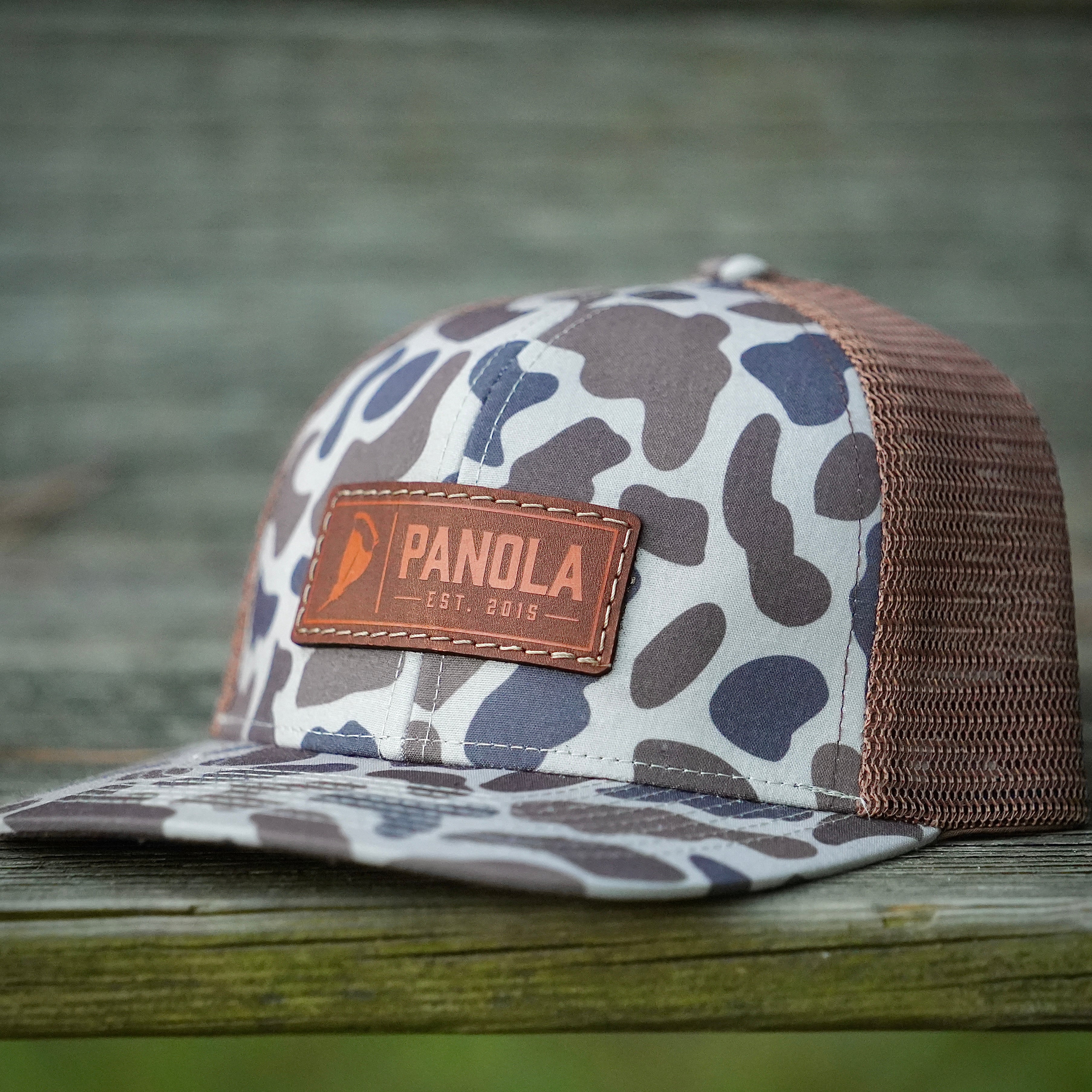 Leather Patch Camo Trucker Hat