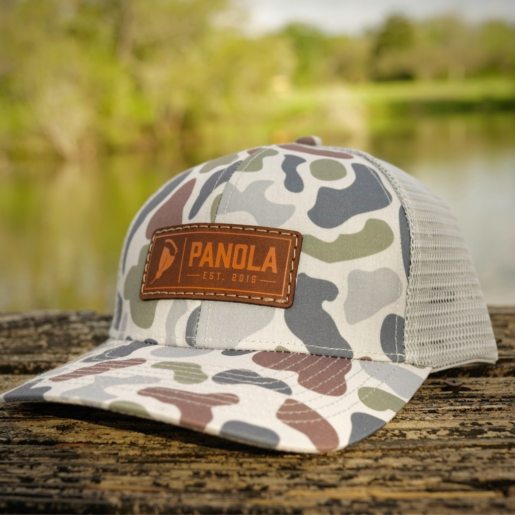 Leather Patch Camo Trucker Hat