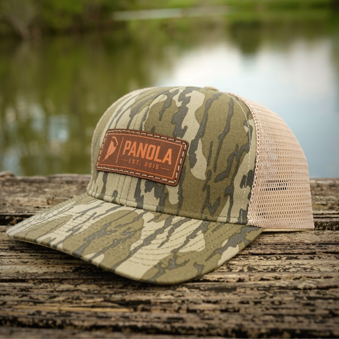 Leather Patch Camo Trucker Hat