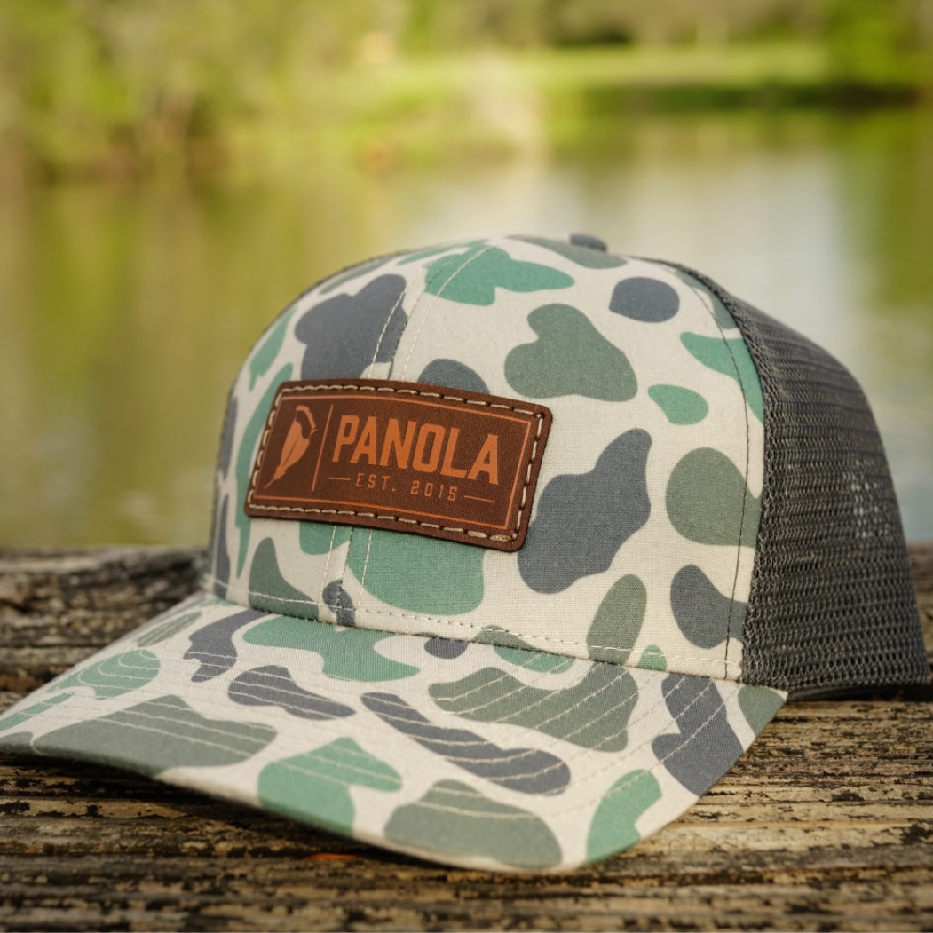 Leather Patch Camo Trucker Hat