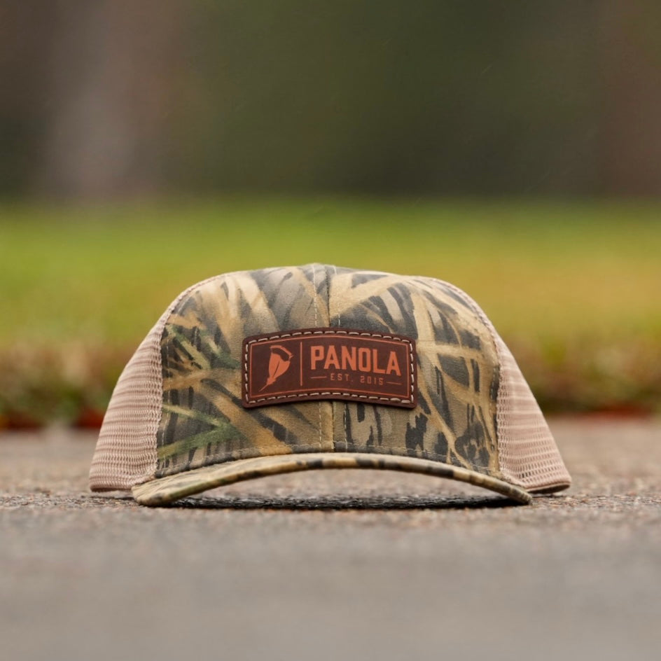 Leather Patch Camo Trucker Hat
