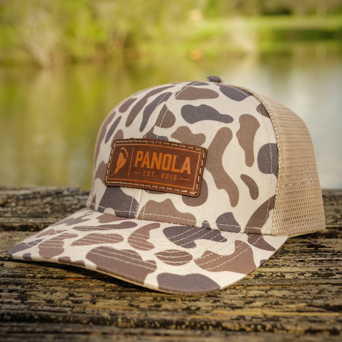Leather Patch Camo Trucker Hat