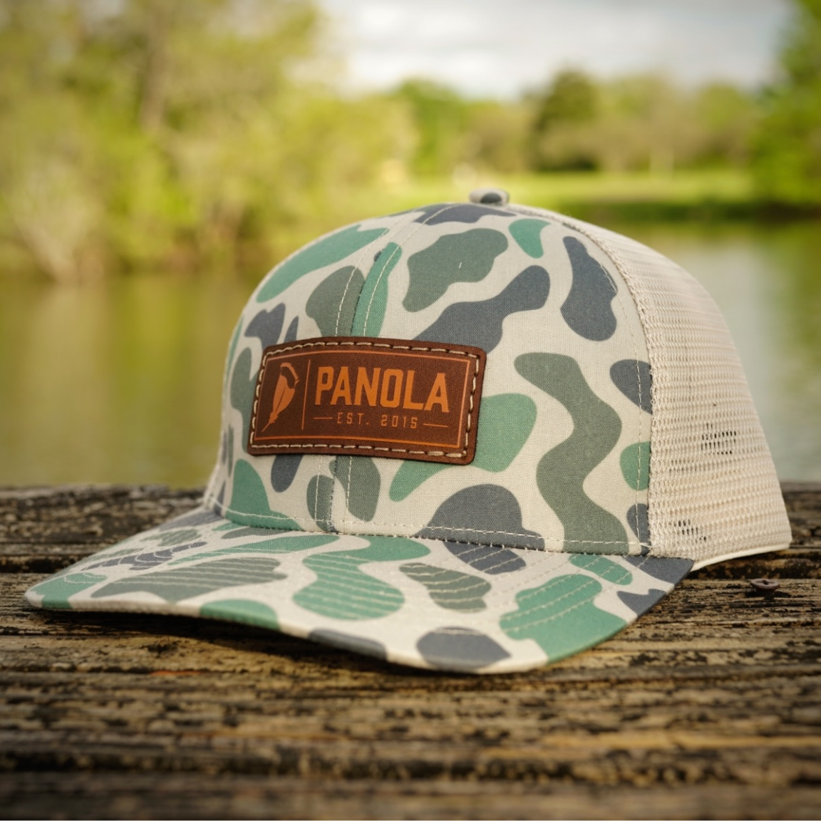 Leather Patch Camo Trucker Hat