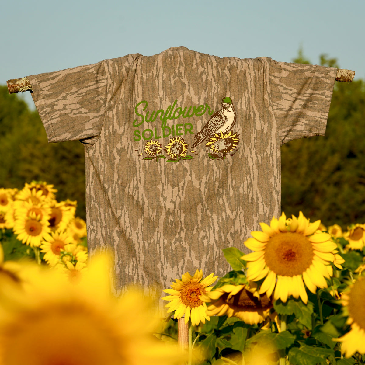 Sunflower Soldier- Mossy Oak Washed Out Tee – Panola Brand®